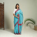 Buy Blue Handloom Thread Buti Chanderi Cotton Saree