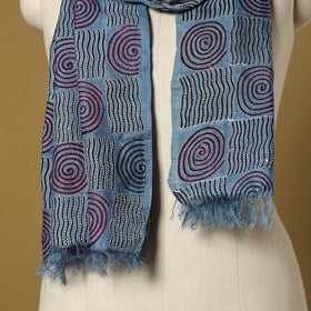 Blue - handloom tussar silk bengal kantha handwork stole 02