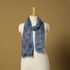 Blue - handloom tussar silk bengal kantha handwork stole 02