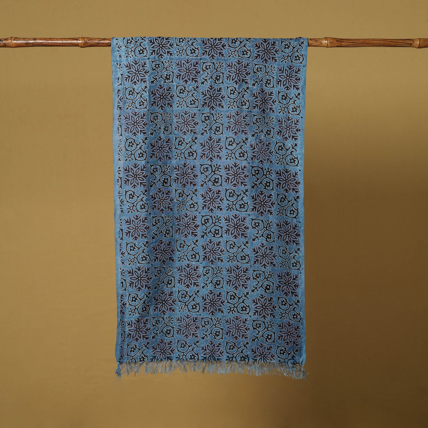 Blue - handloom tussar silk bengal kantha handwork stole 08