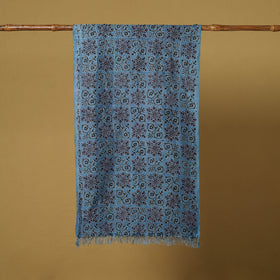 Blue - handloom tussar silk bengal kantha handwork stole 08