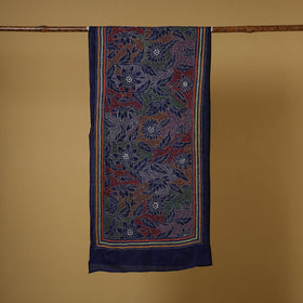 Blue - handloom tussar silk bengal kantha work stole 03