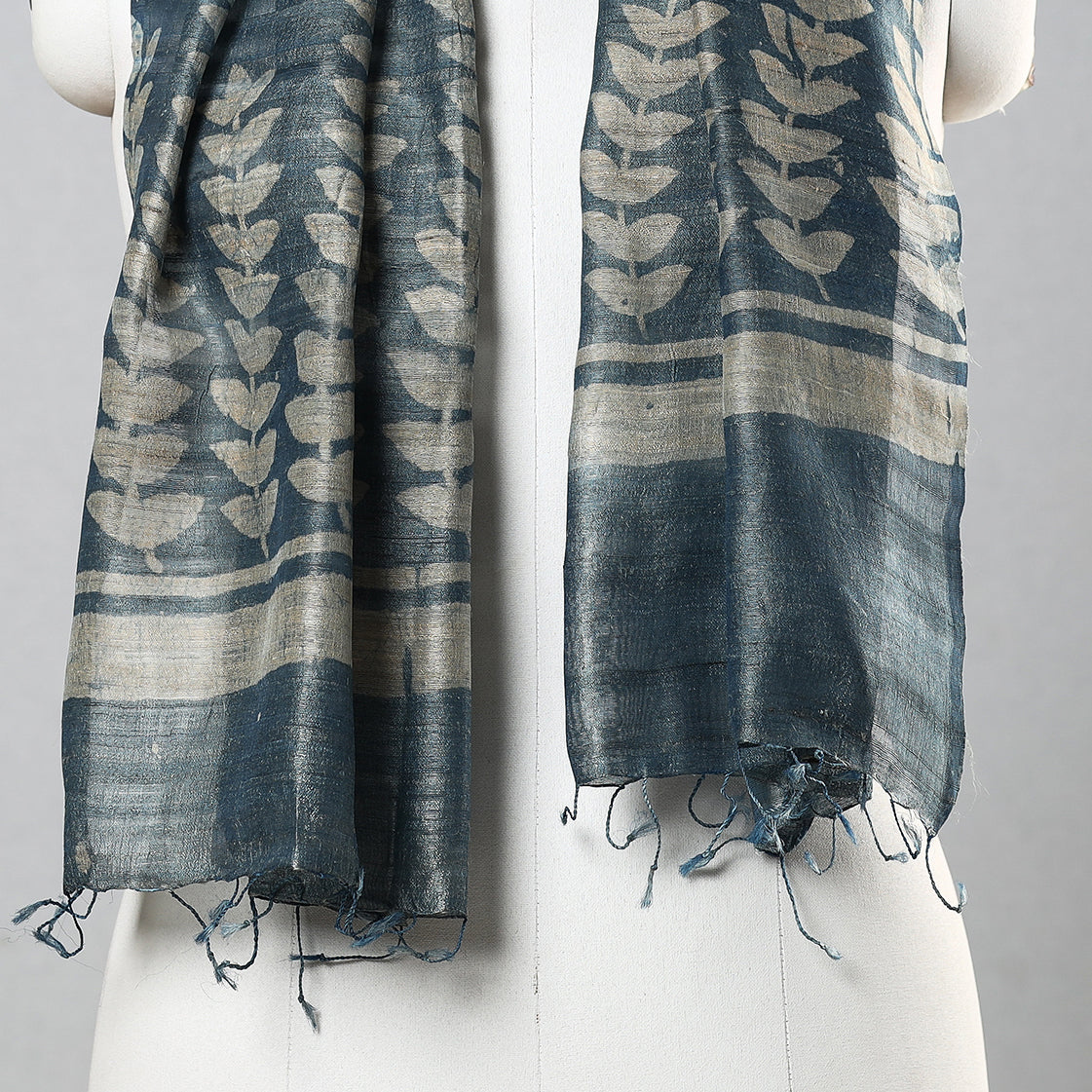 Buy Handloom Block Print Tussar Silk Bindaas Stole