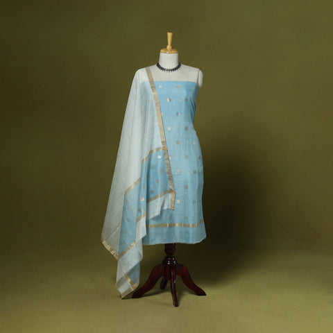 Handloom zari buti chanderi silk 2pc unstitched dress
