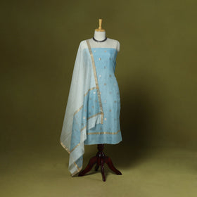 Handloom zari buti chanderi silk 2pc unstitched dress