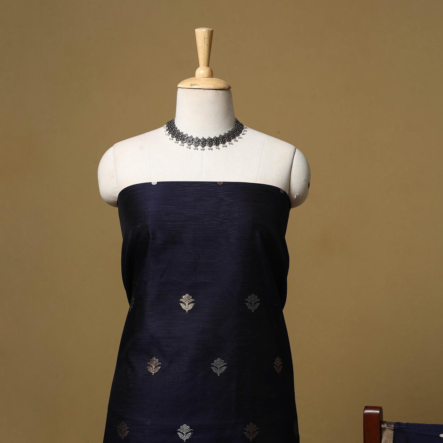 Handloom zari buti chanderi silk 2pc unstitched dress