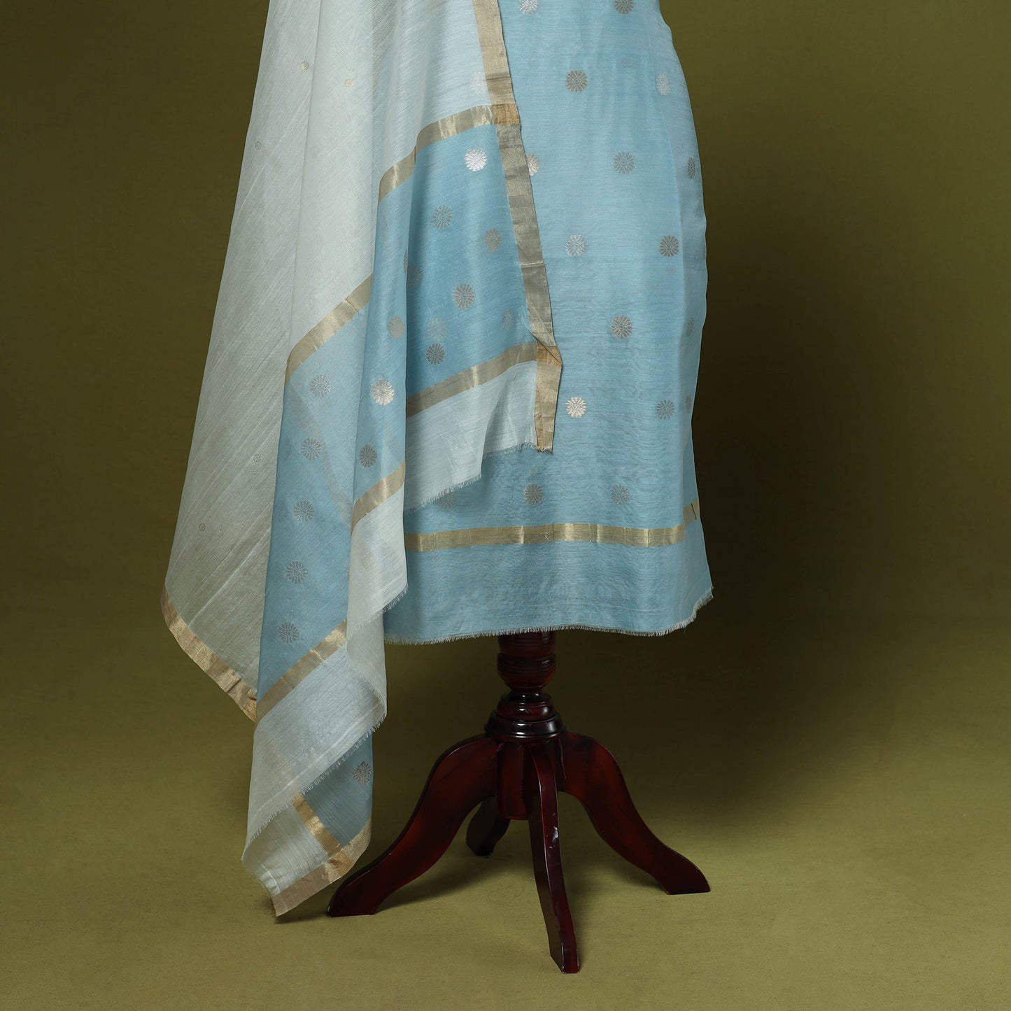 Handloom zari buti chanderi silk 2pc unstitched dress