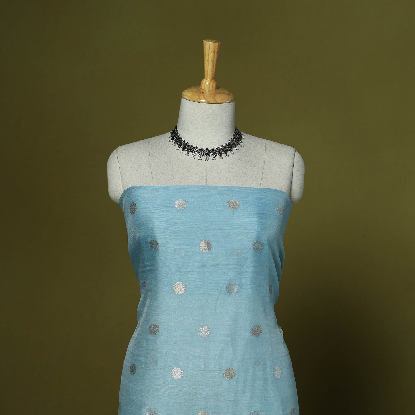 Handloom zari buti chanderi silk 2pc unstitched dress