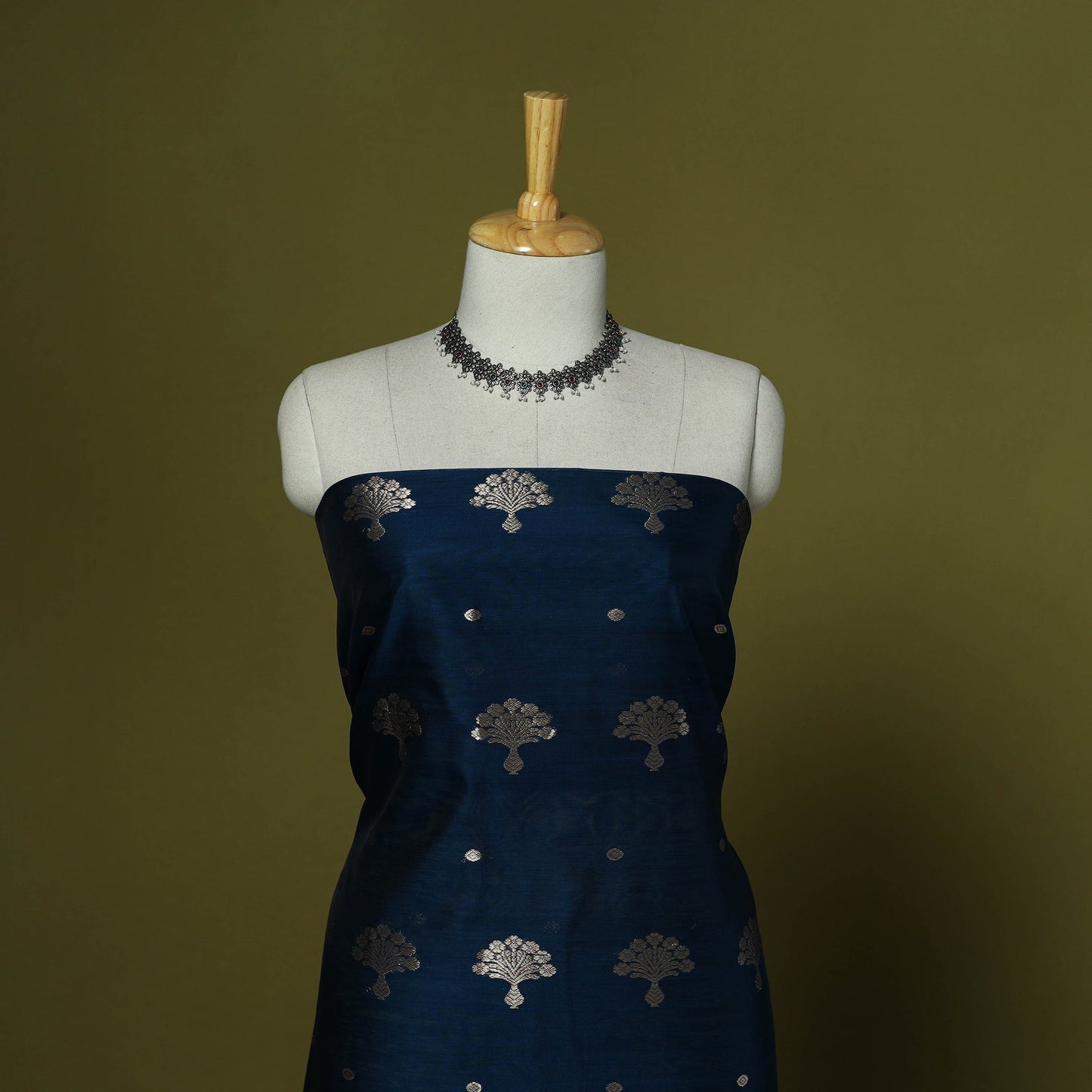Handloom zari buti chanderi silk 2pc unstitched dress