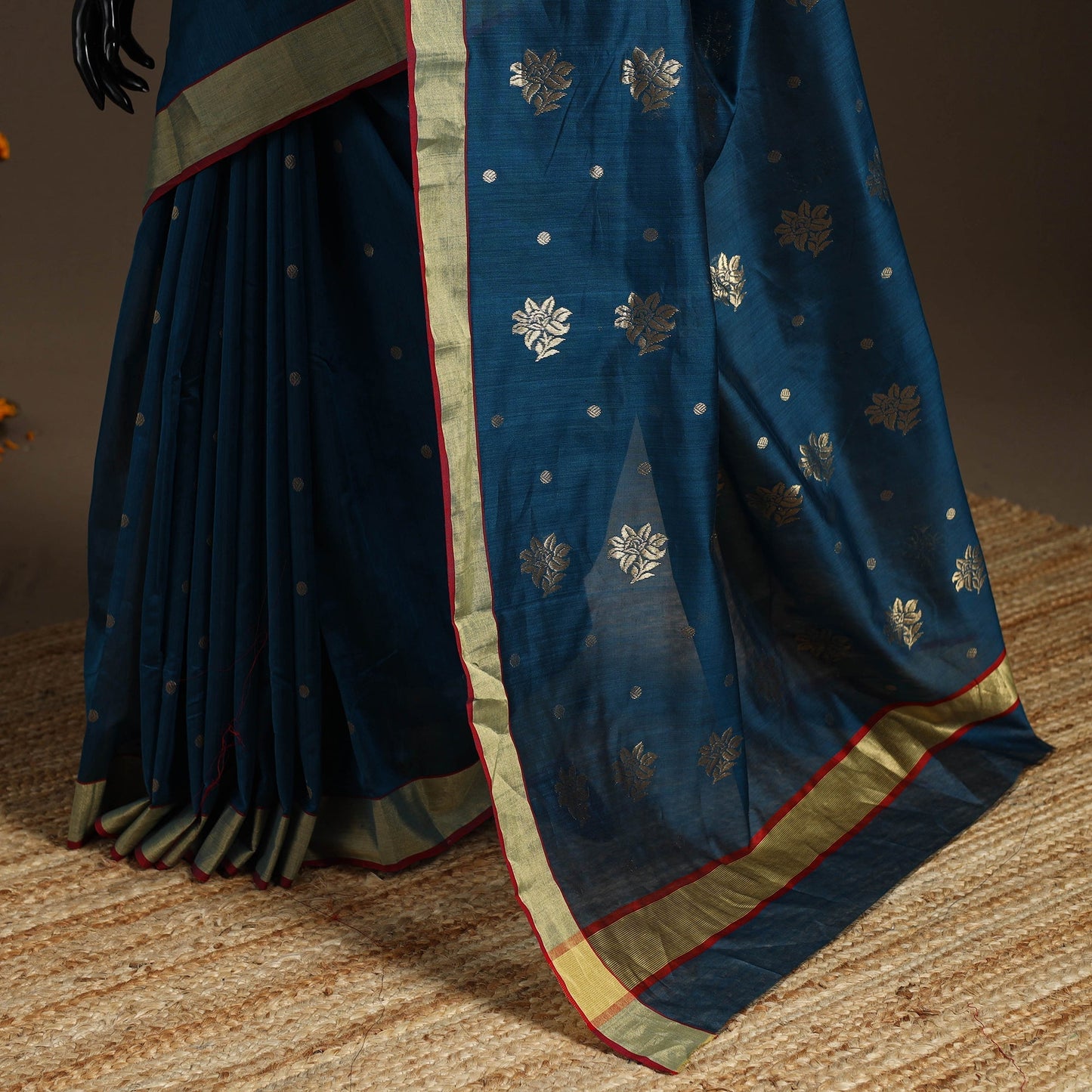 Handloom zari work chanderi silk saree 09 - handcrafted
