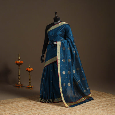 Handloom zari work chanderi silk saree 09 - handcrafted