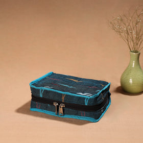 Blue Handmade 4 Pockets Cotton Jewellery Bag