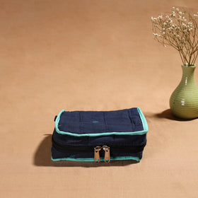 Blue Handmade 4 Pockets Cotton Jewellery Bag