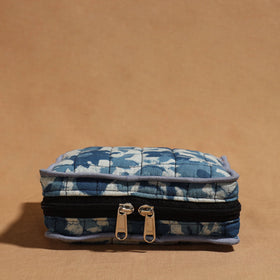 Blue Handmade 4 Pockets Cotton Jewelry Bag 