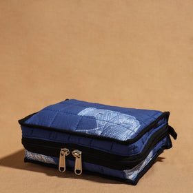 Blue Handmade 4 Pockets Cotton Jewelry Bag
