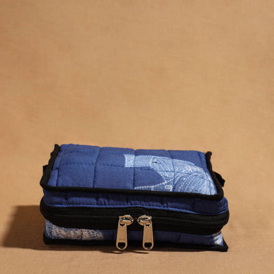 Blue Handmade 4 Pockets Cotton Jewelry Bag