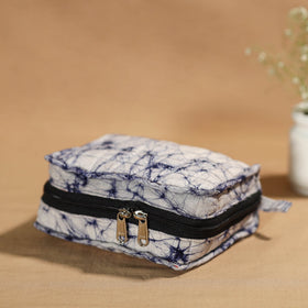 Blue Handmade 4 Pockets Cotton Jewelry Bag 