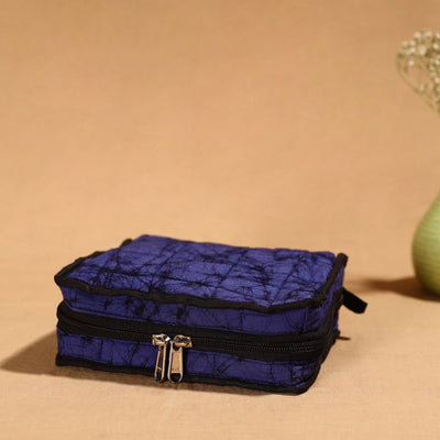 Blue Handmade 4 Pockets Cotton Jewelry Bag 