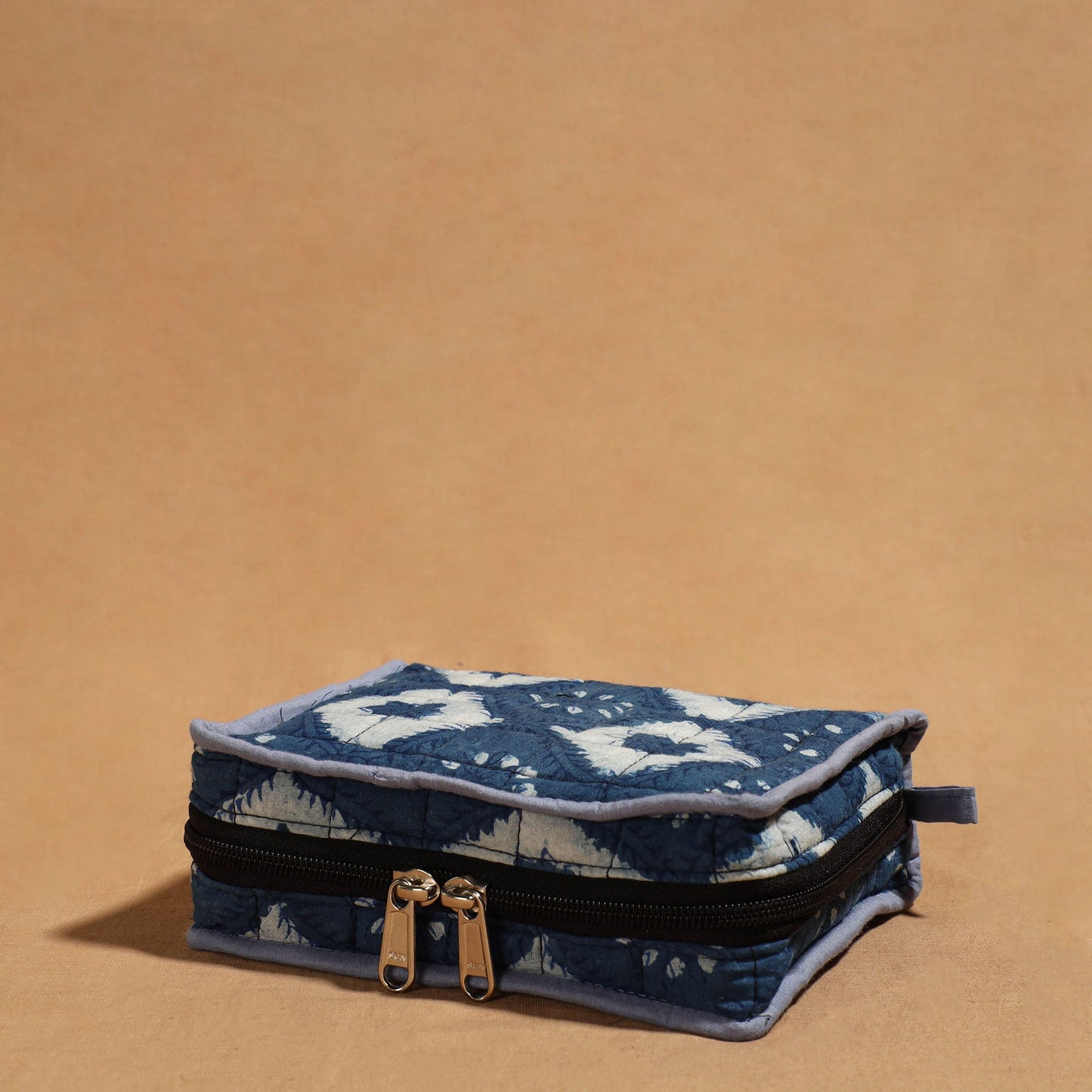 Blue Handmade 4 Pockets Cotton Jewelry Bag
