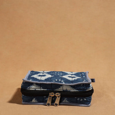Blue Handmade 4 Pockets Cotton Jewelry Bag
