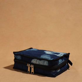 Blue Handmade 4 Pockets Cotton Jewelry Bag 