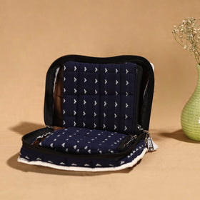 Blue Handmade 4 Pockets Cotton Jewelry Bag