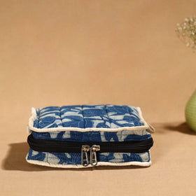 Blue Handmade 4 Pockets Cotton Jewelry Bag