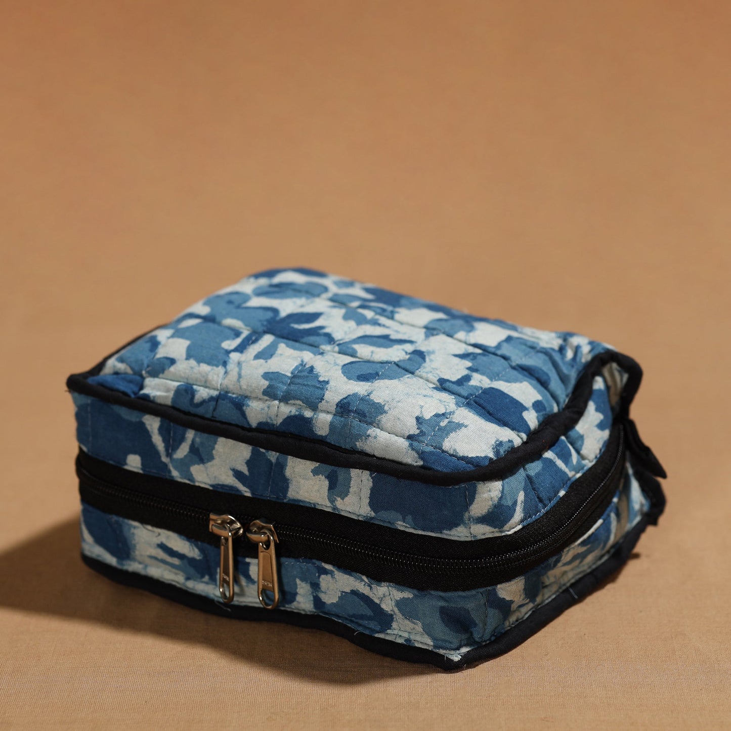 Blue Handmade 4 Pockets Cotton Jewelry Bag