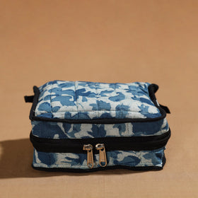 Blue Handmade 4 Pockets Cotton Jewelry Bag