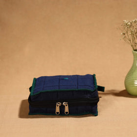 Blue Handmade Cotton Jewelry Bag - 4 Pockets