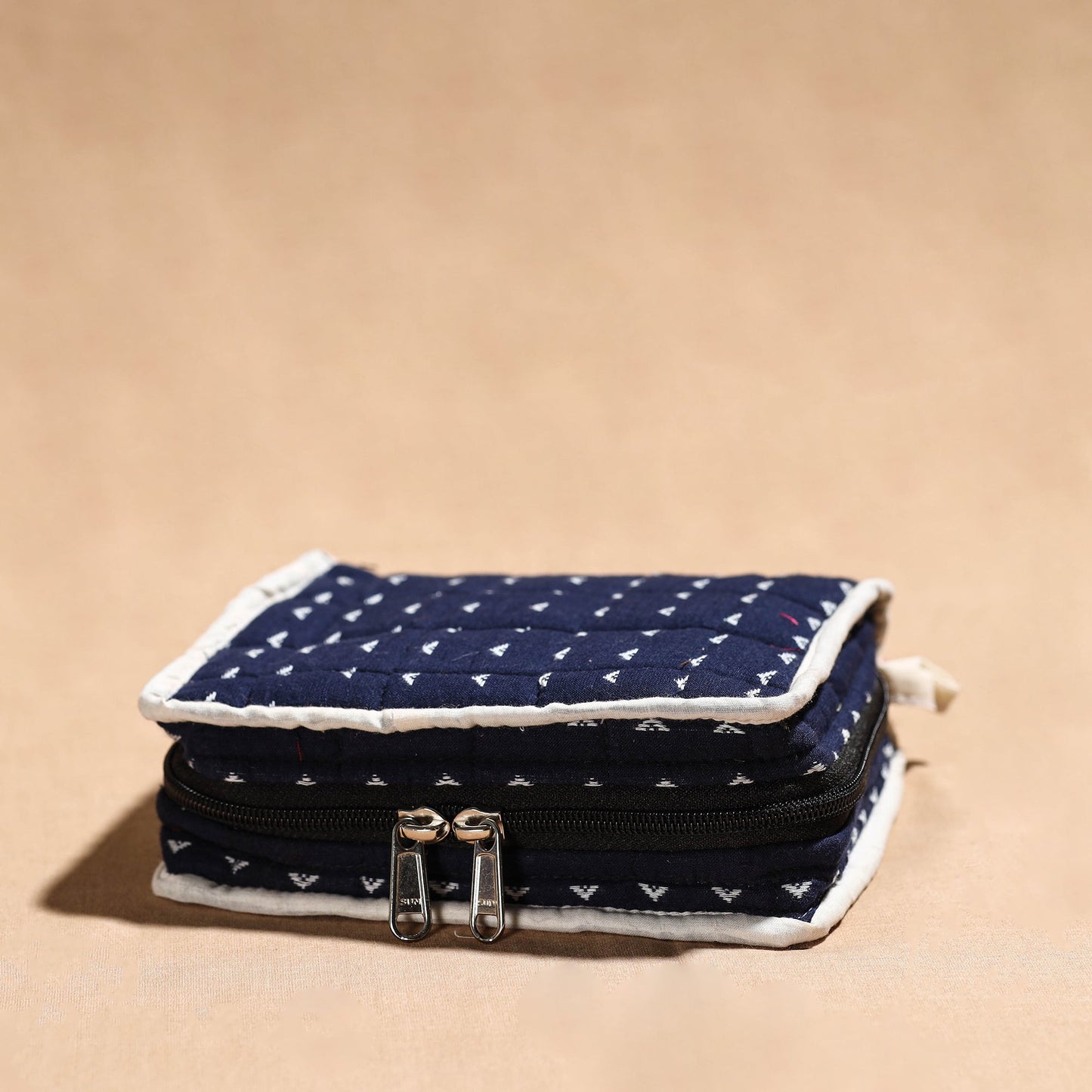 Blue Handmade 4 Pockets Cotton Jewelry Bag