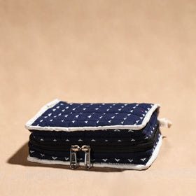 Blue Handmade 4 Pockets Cotton Jewelry Bag