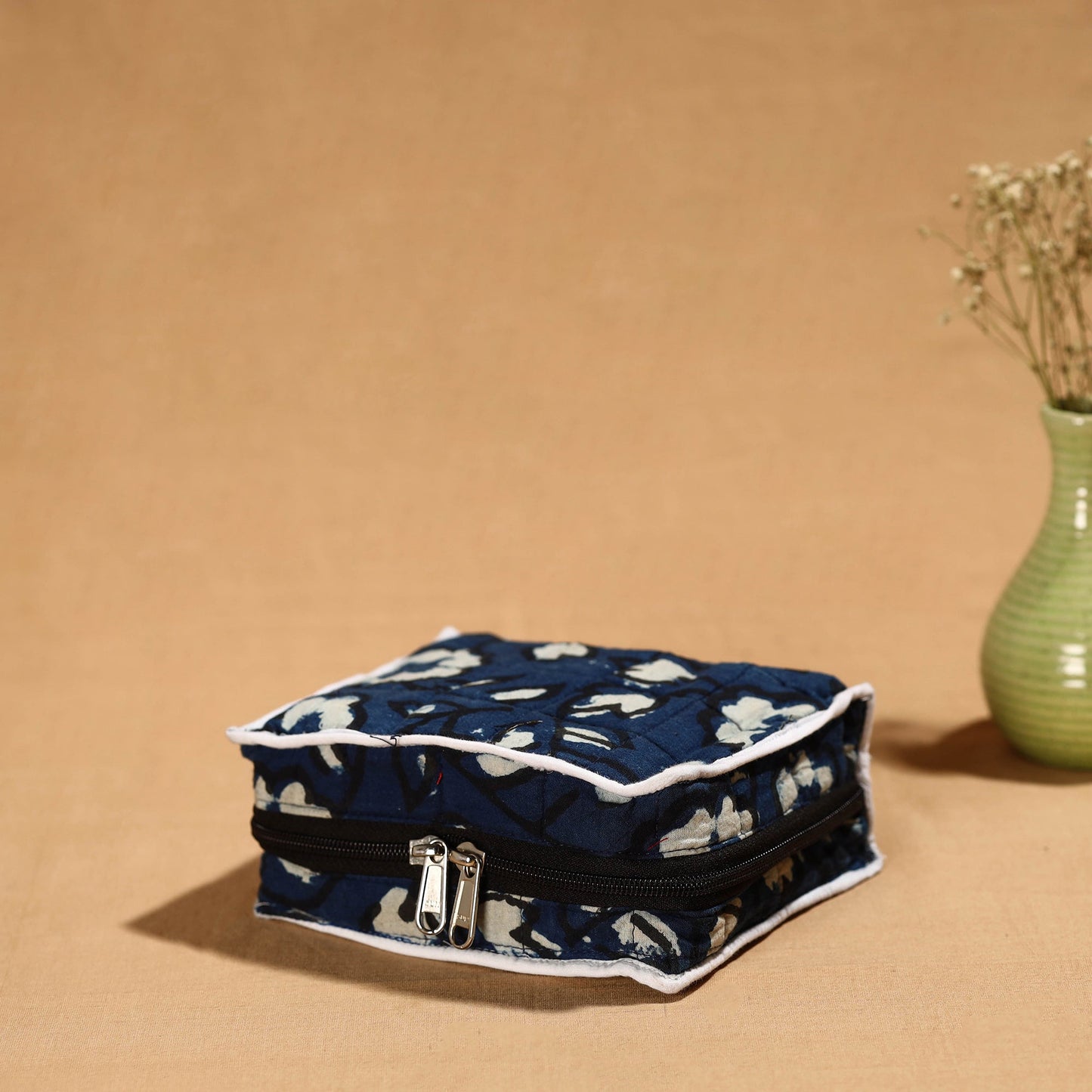 Blue Handmade Cotton Jewelry Bag - 4 Pockets