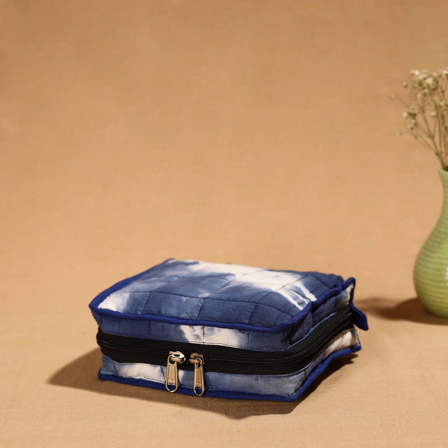 Blue Handmade Cotton Jewelry Bag - 4 Pockets