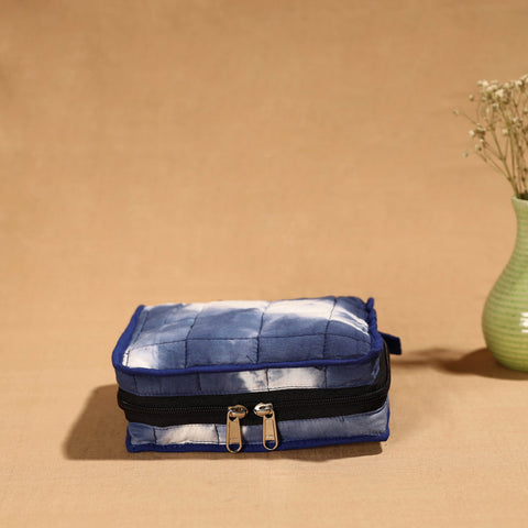 Blue Handmade Cotton Jewelry Bag - 4 Pockets
