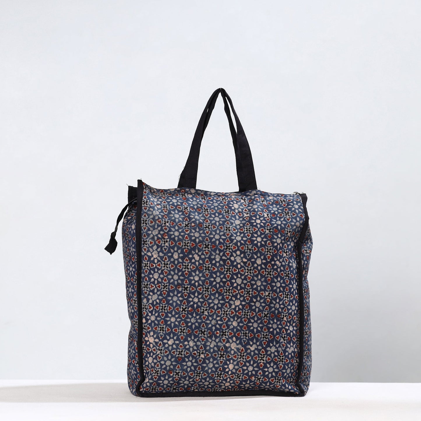 Blue Handmade Ajrakh Block Printed Cotton Shopping Bag 01