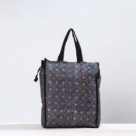 Blue Handmade Ajrakh Block Printed Cotton Shopping Bag 01