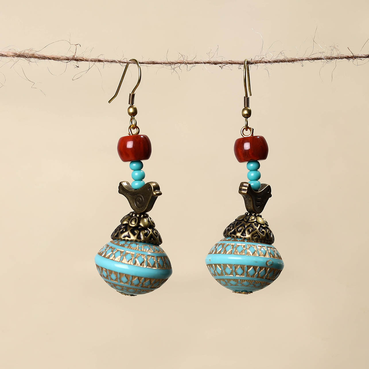 Blue - handmade beaded earrings 26 - handcrafted