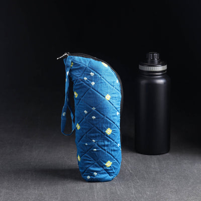 Blue Handmade Cotton 1L Water Bottle Cover