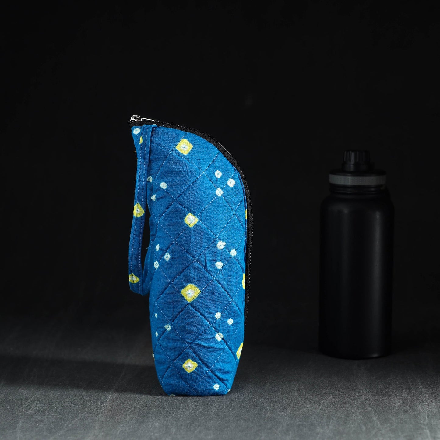 Blue Handmade Cotton 1L Water Bottle Cover