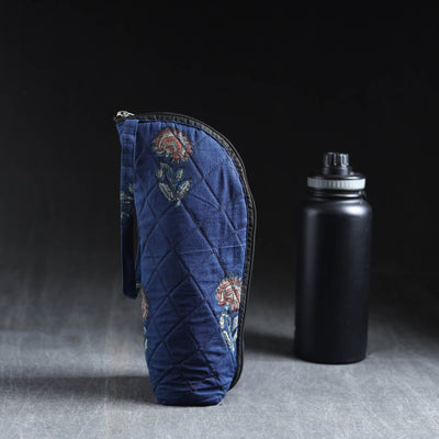 Blue Handmade Cotton 1L Water Bottle Cover