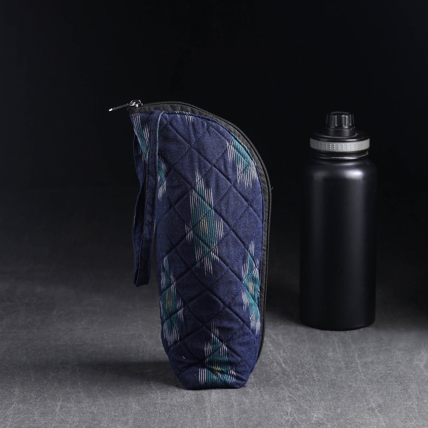 Blue Handmade Cotton 1L Water Bottle Cover