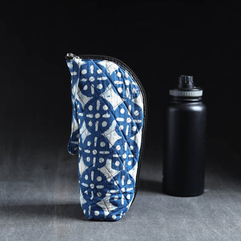 Blue Handmade Cotton 1L Water Bottle Cover