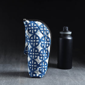 Blue Handmade Cotton 1L Water Bottle Cover