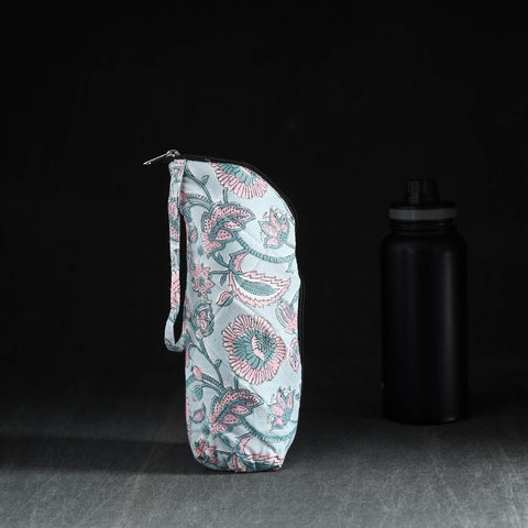 Blue Handmade Cotton 1L Water Bottle Cover