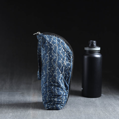 Blue Handmade Cotton 1L Water Bottle Cover