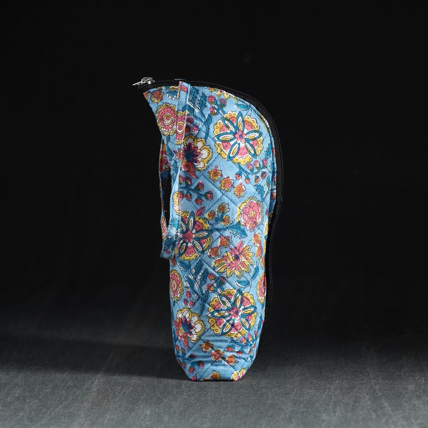 Blue Handmade Cotton 1L Water Bottle Cover