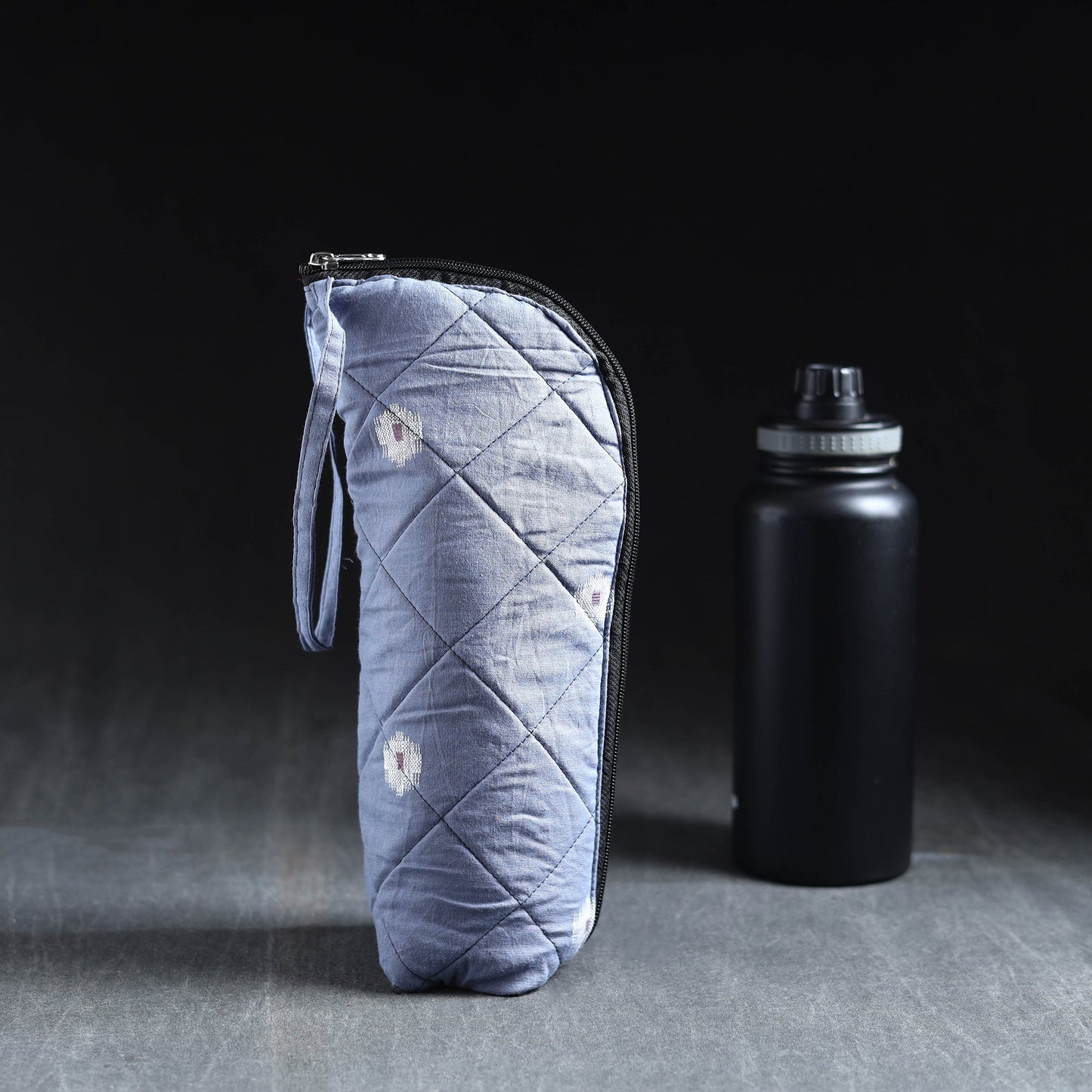 Blue Handmade Cotton 1L Water Bottle Cover