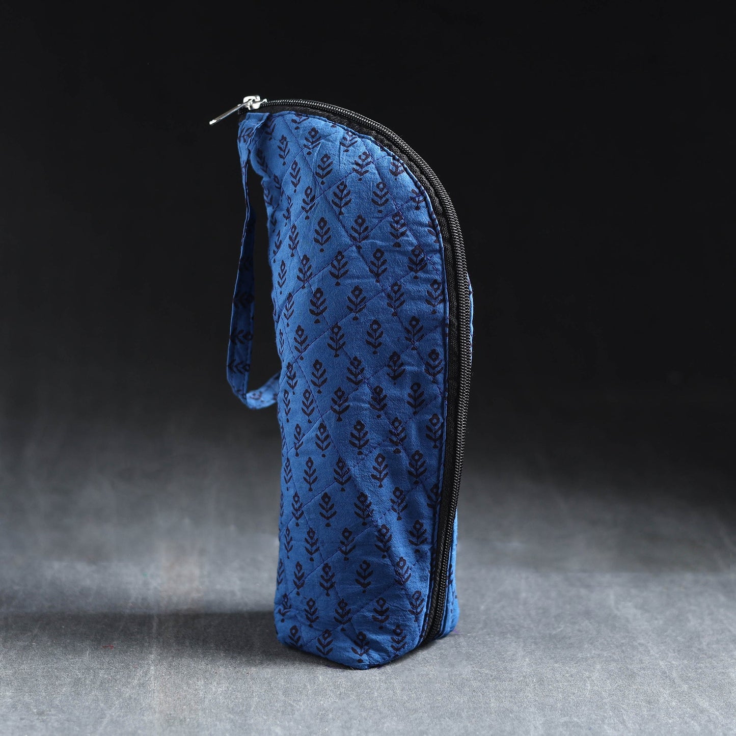 Blue Handmade Cotton 1L Water Bottle Cover