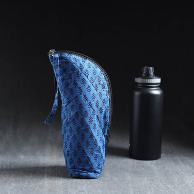 Blue Handmade Cotton 1L Water Bottle Cover